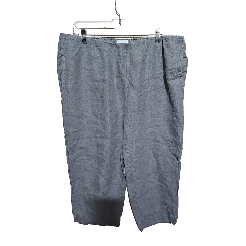 J. Jill Gray Straight Leg Linen Beach Summer Pull On Capri Pants Womans‎ Size XL